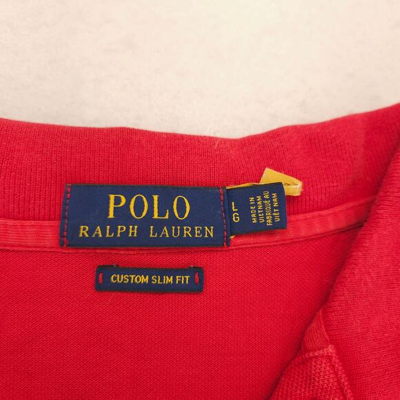 Polo Ralph Lauren Custom Slim Fit Collared Short Sleeve Polo Shirt Mens L Red - Picture 3 of 10